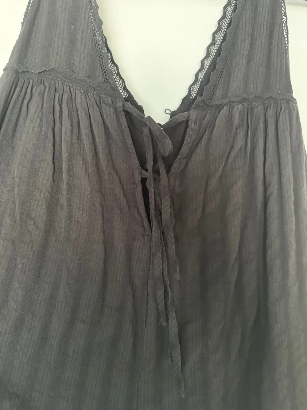 Free People Black Lace-Trim Cotton Romper